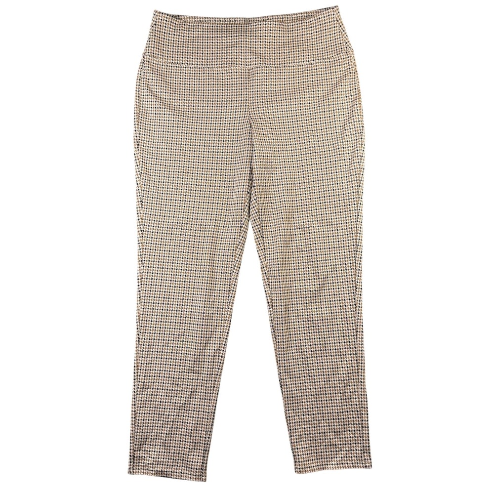 J. Jill Wearever Houndstooth Slim Leg Pull On‎ Pants Brown Black Size M